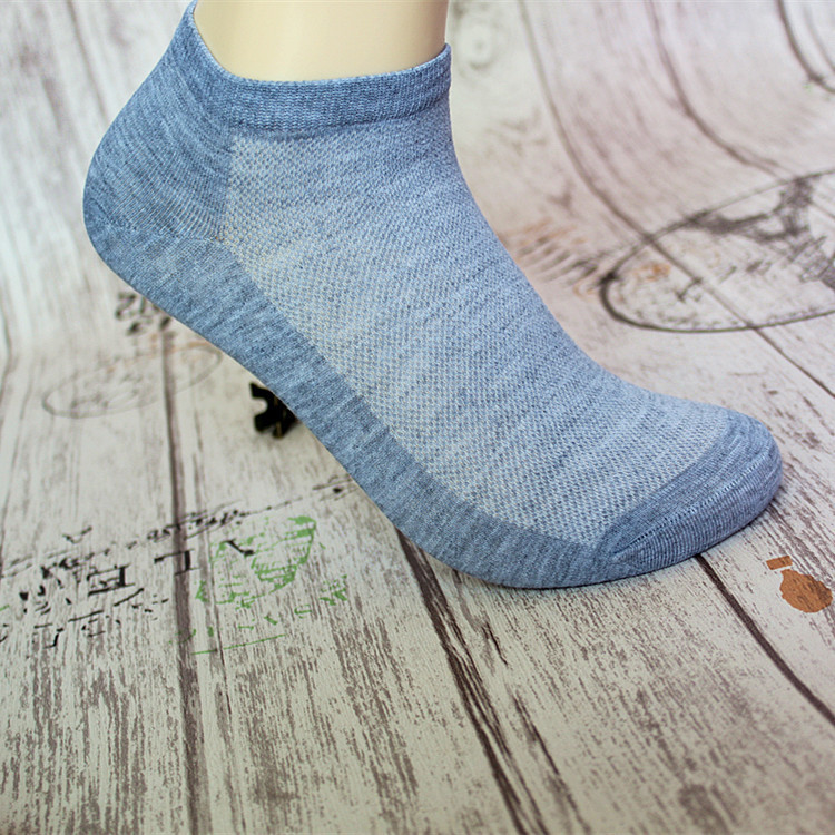 夏季男士全棉船袜纯棉纯色休闲短袜浅口透气网眼