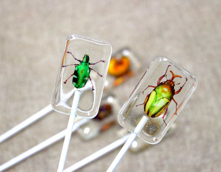 创意星空虫子糖昆虫棒棒糖网红抖音糖琥珀糖日本食玩小零食批发