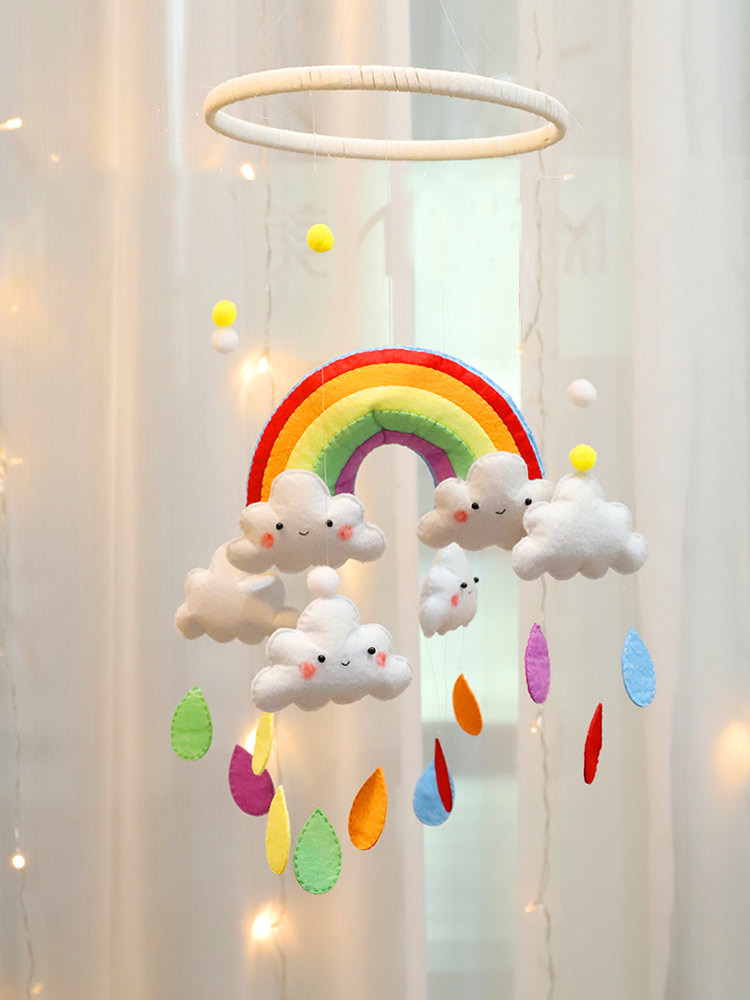 不织布彩虹云风铃床铃打发时间手工制作diy创意礼物材料套装挂饰