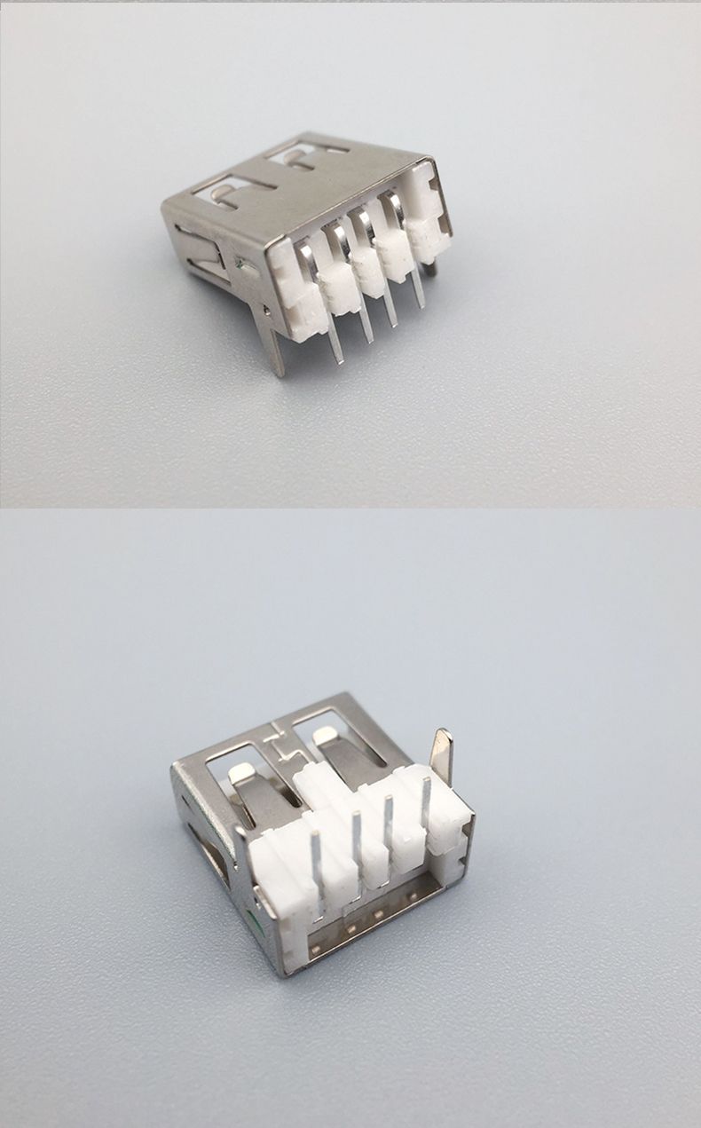 厂家直销usb母座90度无后盖直脚平口4pin插板无边 a母usb充电接口