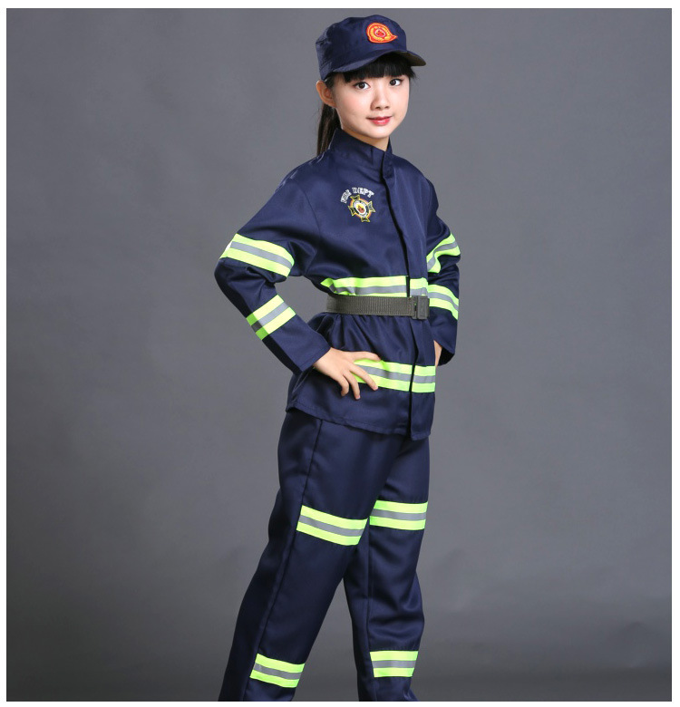 儿童消防服装小消防员服角色扮演表演服亲子消防服套装童表演服