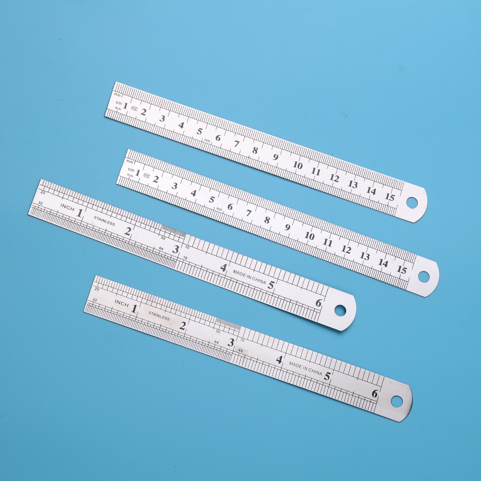 15cm公分 不锈钢直尺 金属长尺刻度尺铁尺钢尺绘图测量 学生文具