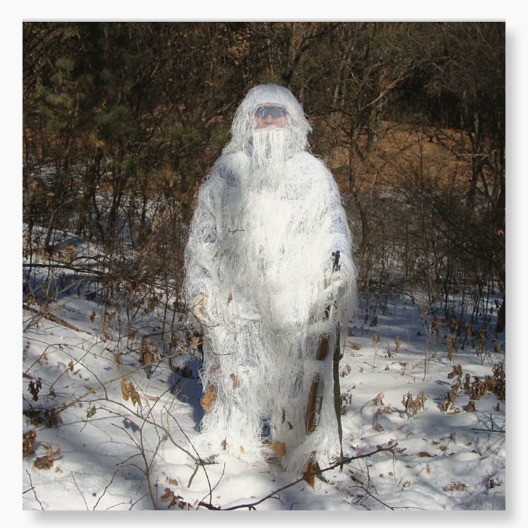 白色毛丝吉利服 绝地求生吃鸡3d同款服 伪装服 隐身衣 雪地打猎服