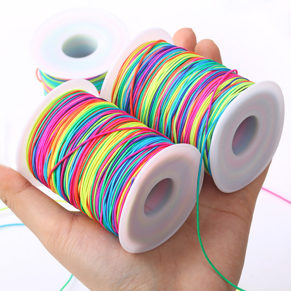 七彩弹力绳 1mm饰品包芯弹力线  diy手工艺品五彩手串手穿佛珠线