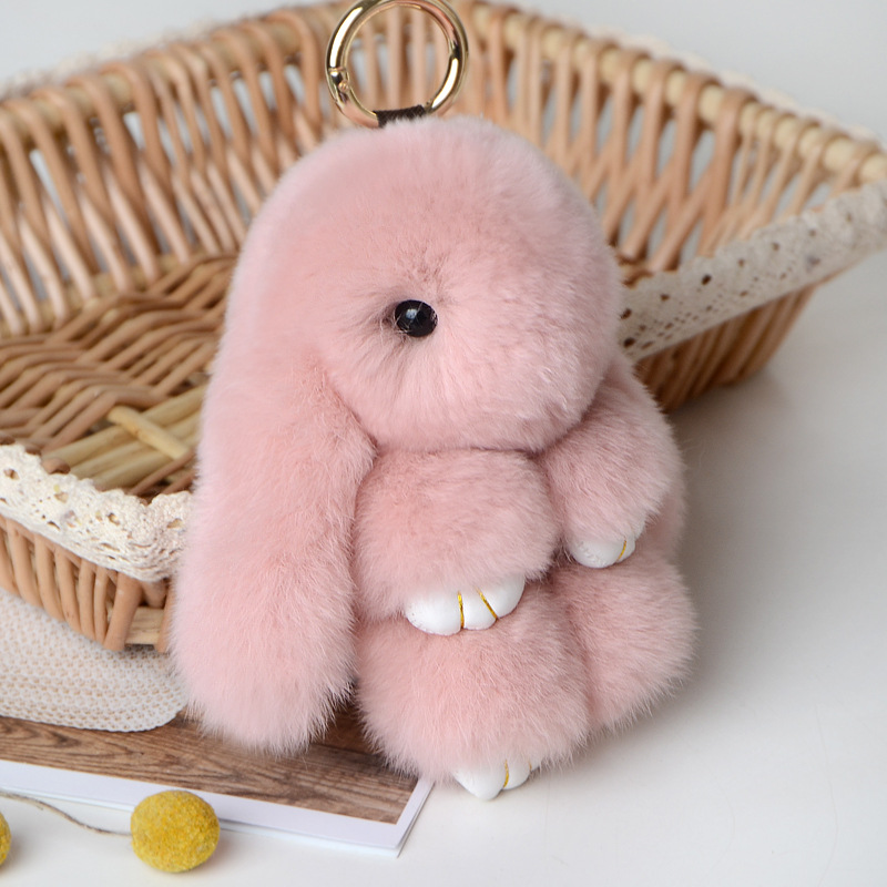 獭兔毛装死萌萌兔子包包挂件真毛皮草公仔玩偶毛绒迷你小兔子挂饰