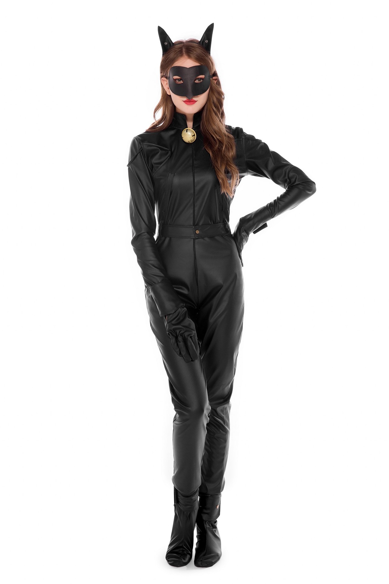 皮款万圣节服装 猫女郎角色扮演 cosplay猫咪装 夜店连体装含尾巴