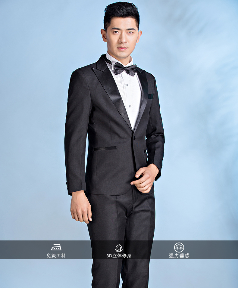 新款男士礼服新郎结婚西服套装男歌手主持人司仪演出服装影楼拍照