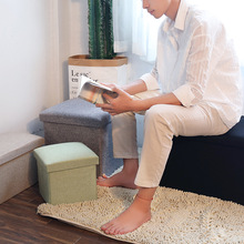 多功能可折叠棉麻收纳凳收纳箱整理箱换鞋凳布艺储物凳成人可坐