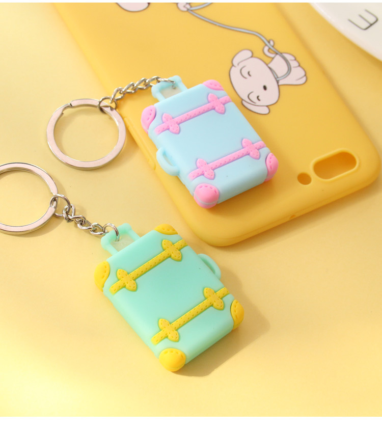 网红ins花朵行李箱吊坠情侣钥匙扣 可爱彩花旅行箱公仔钥匙链挂件