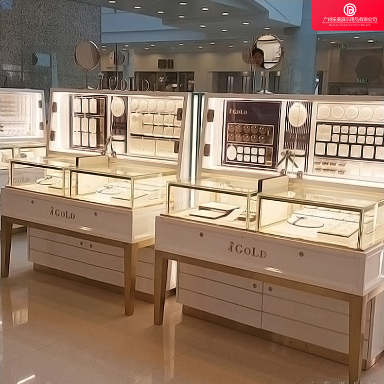 珠宝金银首饰展示柜中岛柜矮柜钛合金木质烤漆不锈钢材质展柜
