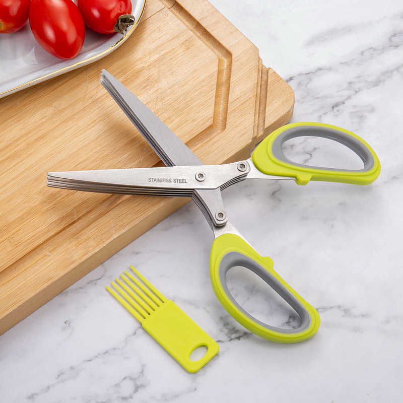 Stainless Steel Five-Layer Green Onion Cutter Five-Layer Green Onion Cutter Spice Seaweed Shredded Scissors Office 