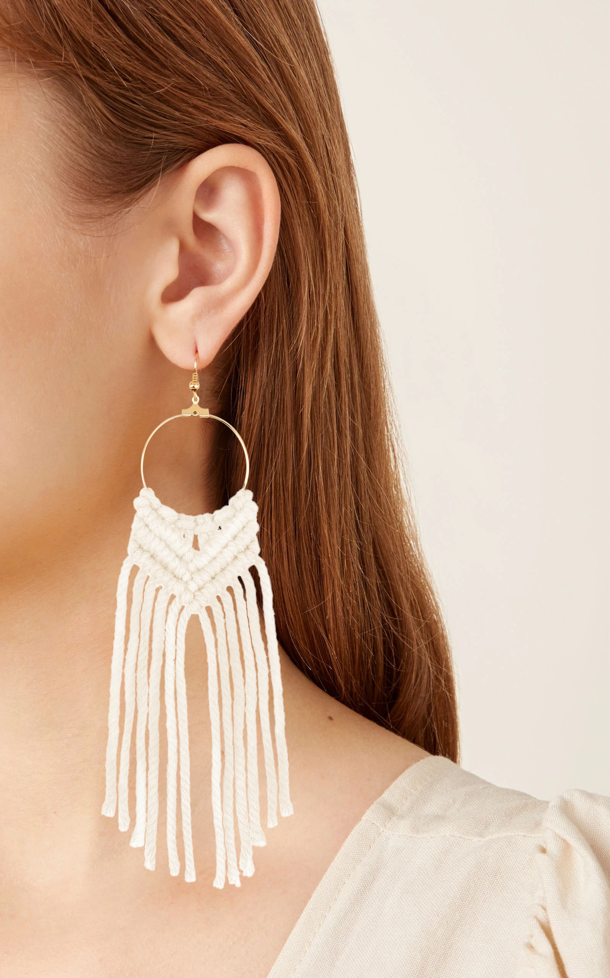 2020年新款手工编织耳环女ins风棉绳编绳结欧美流苏耳饰earrings