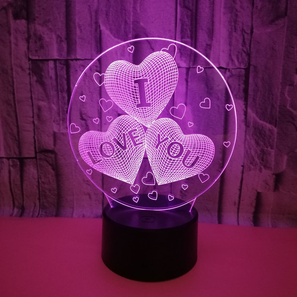 情人节i love you七彩3d灯 触摸亚克力视觉灯 led七彩渐变小夜灯