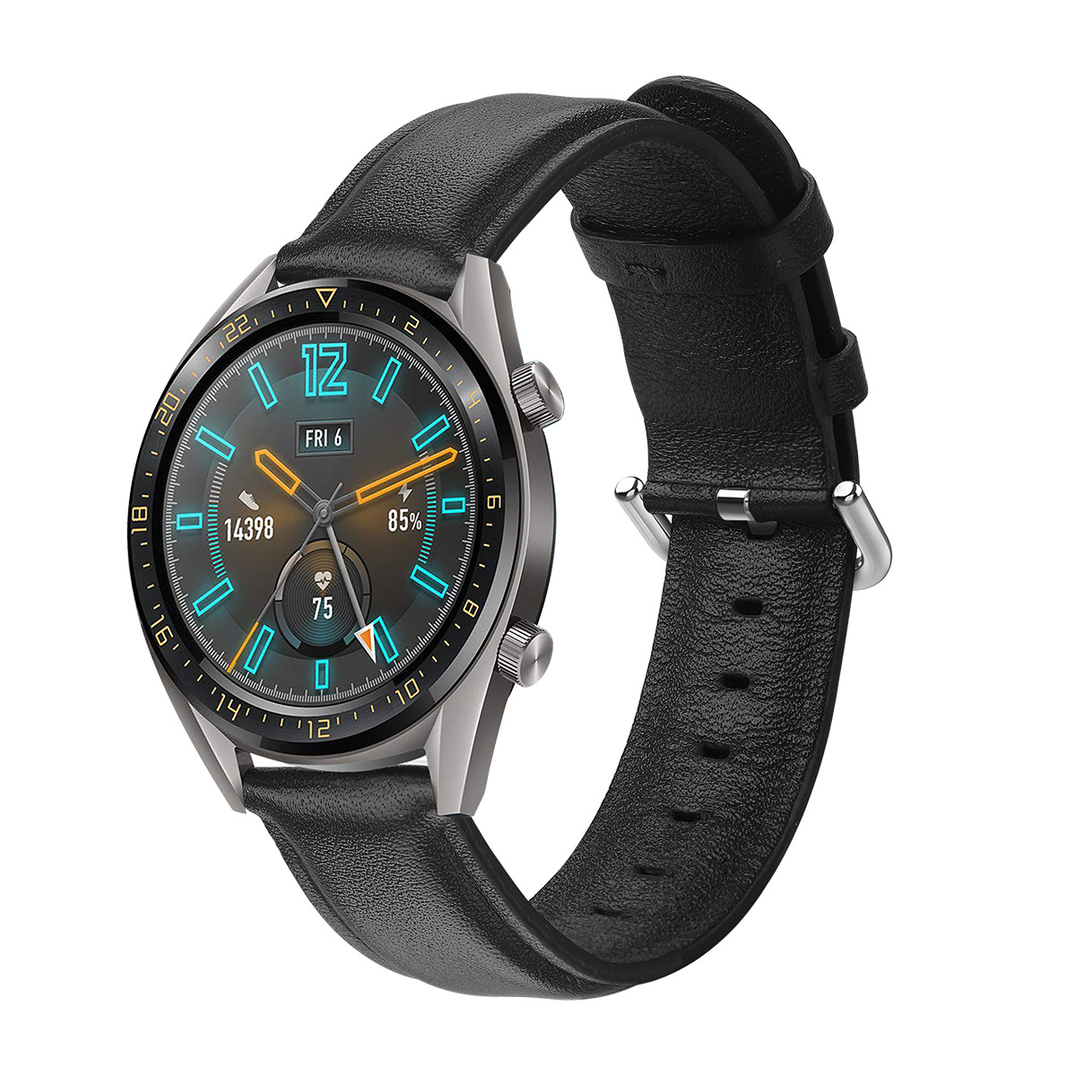 适用华为手表watch gt手表gt2头层牛皮真皮表带22mm圆尾压边皮带