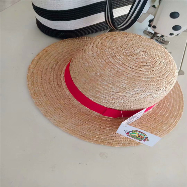 新款二次元动漫草帽海贼王路飞cos动漫帽子夏季遮阳黄色盆帽亲子