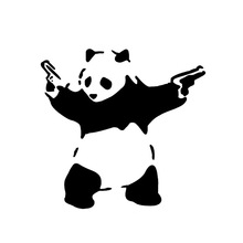 外贸 精雕动物贴纸 双枪熊猫汽车车贴 划痕反光车身贴