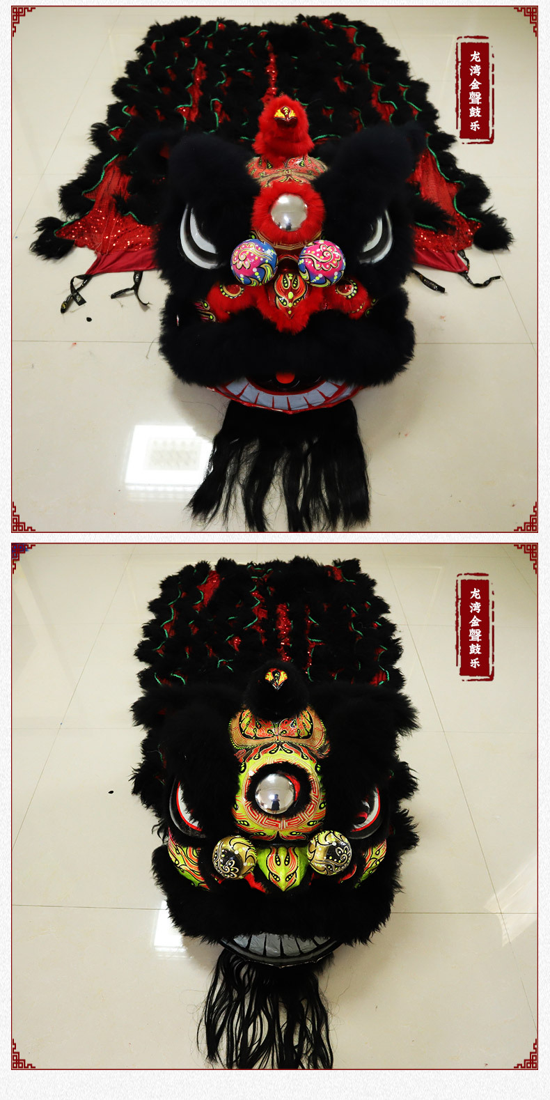 佛山舞狮批发现货醒狮道具套装 南北狮头套装舞龙羊毛狮子服装
