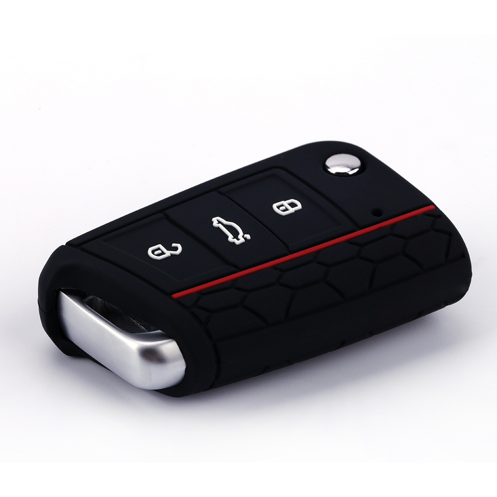 硅胶钥匙套带gti标适用大众高尔夫7蜂窝红线钥匙包golf遥控器护套