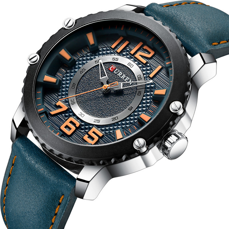 curren卡瑞恩8341男士手表时尚个性带日历款精准走时石英皮带手表