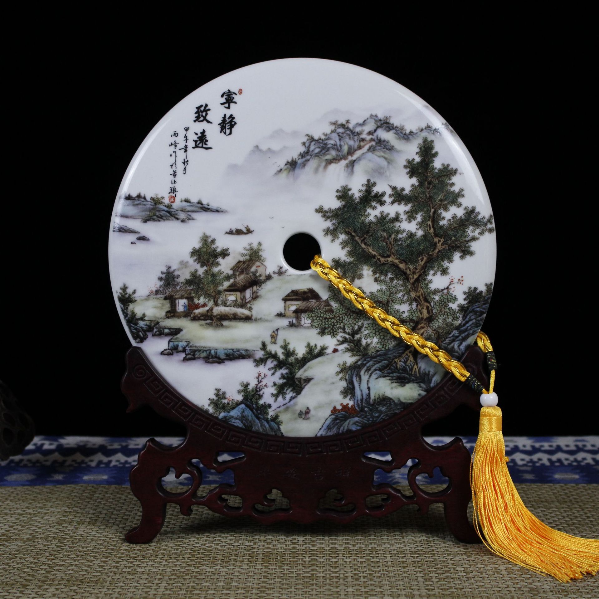 批发陶瓷器平安扣摆件新中式家居装饰品客厅工艺摆设企业年会礼品
