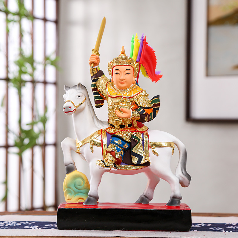 报马仙像黄小跑骑马将军树脂佛像保仙家 12寸30cm黄天乐家用摆件