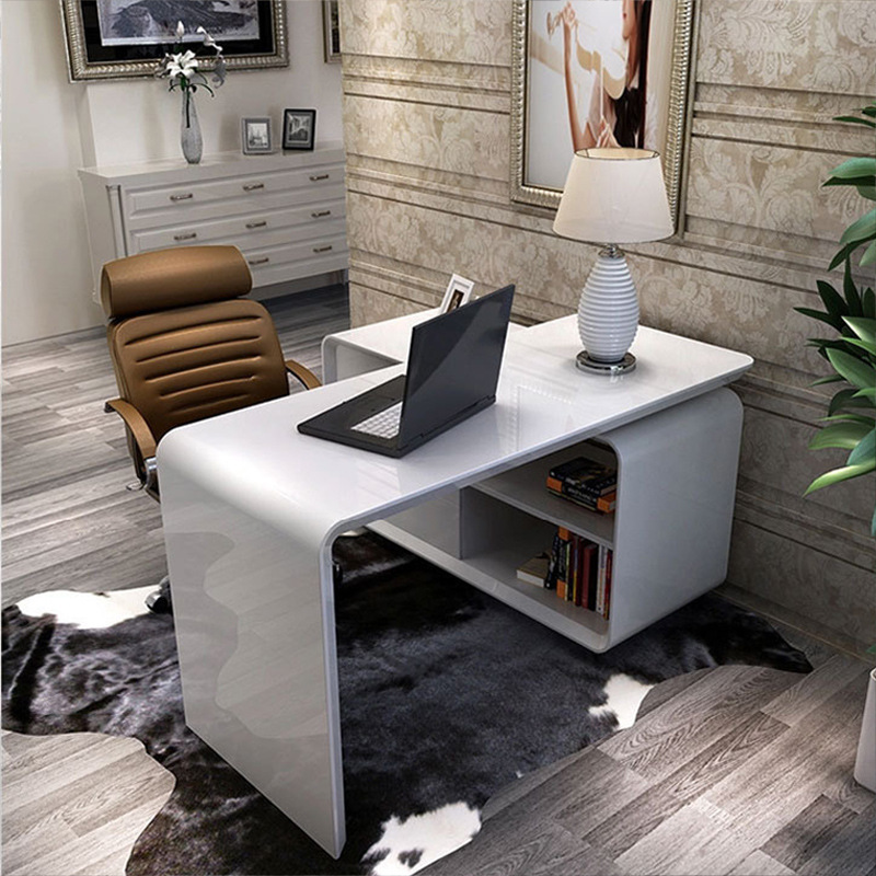 白色烤漆办公桌简约现代老板桌家用职员电脑桌写字台大班台主管桌