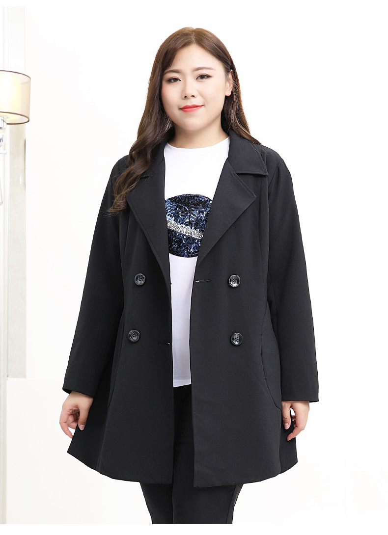 大码女装胖mm黑色小西装外套女2019秋季洋气显瘦200斤上衣59177t