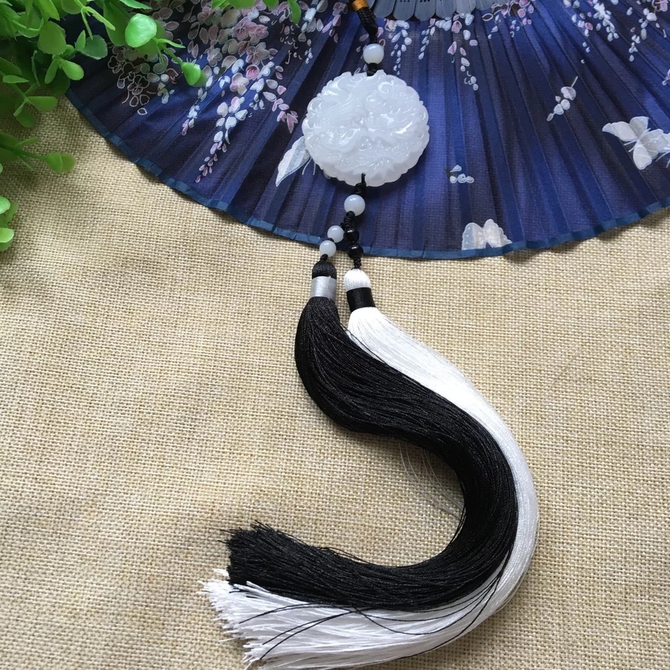 古装汉服配饰阿富汗白玉龙凤玉佩复古风腰佩禁步车挂流苏汽车挂饰