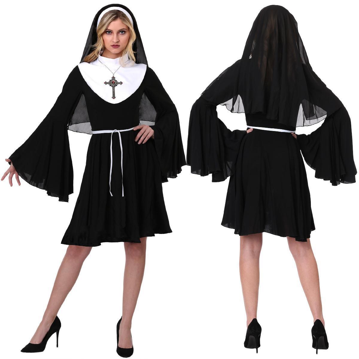 2018年新款教堂圣母玛丽亚修女服装万圣节角色扮演舞台演出服装