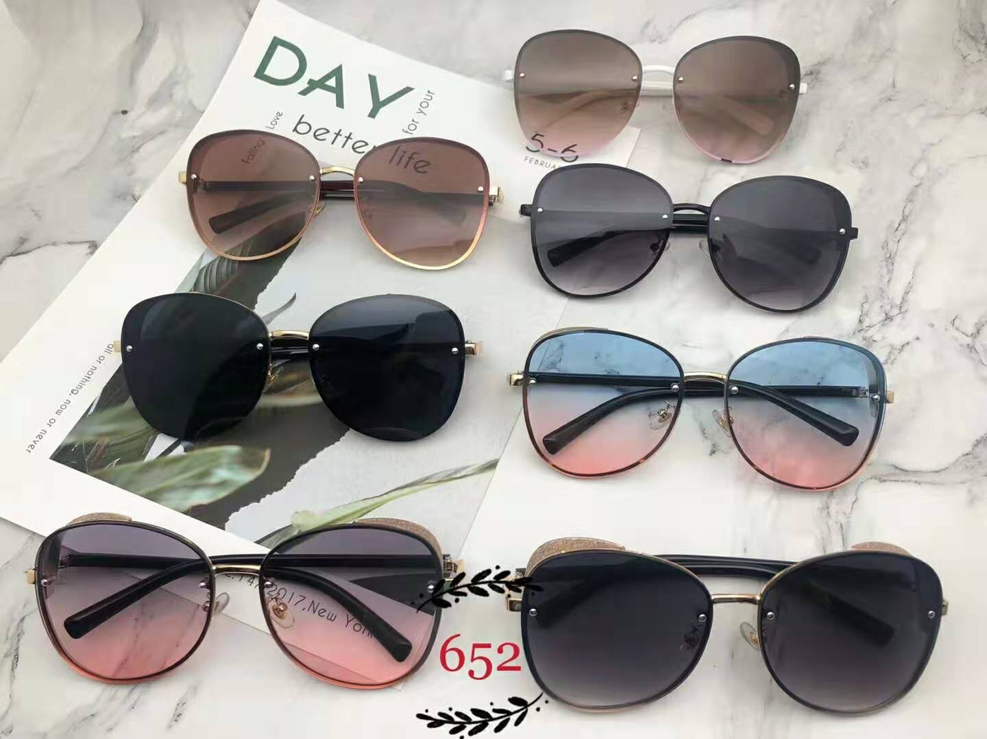 2020新款欧美潮大框眼镜墨镜金属半边框贴纸猫眼太阳镜sunglasses