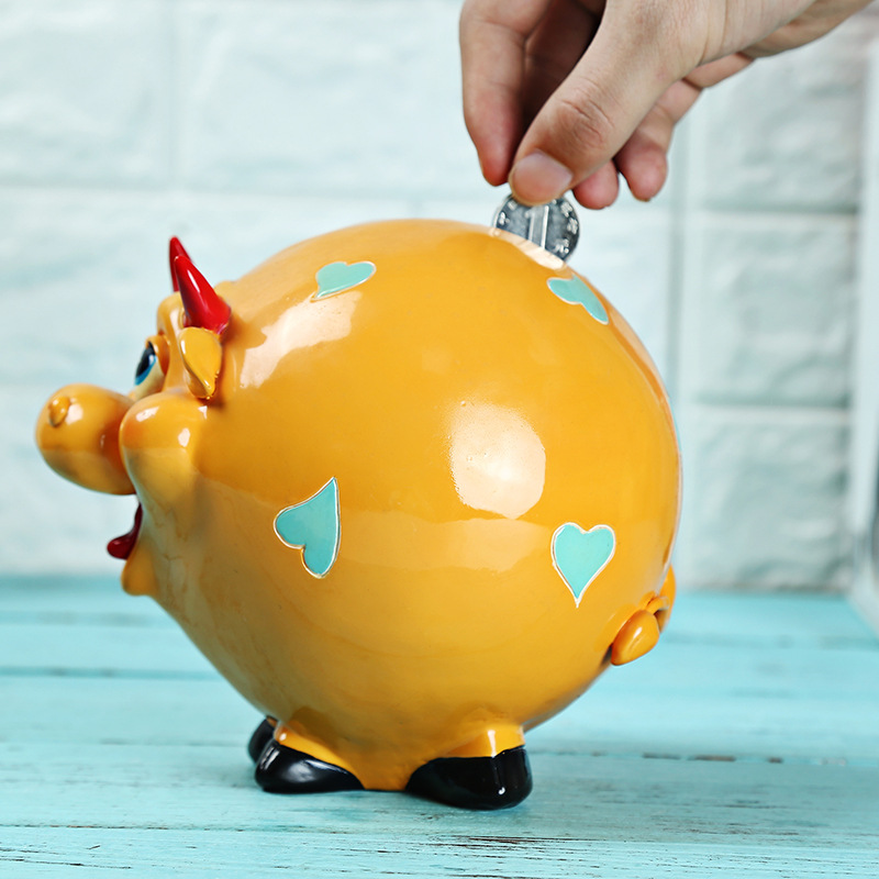 树脂工艺品定制 摆件儿童存钱罐 创意工艺品摆件储蓄罐仿真动物牛