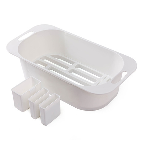 f050简约多功能收纳沥水篮厨房洗菜洗碗可伸缩水池架厨房收纳篮