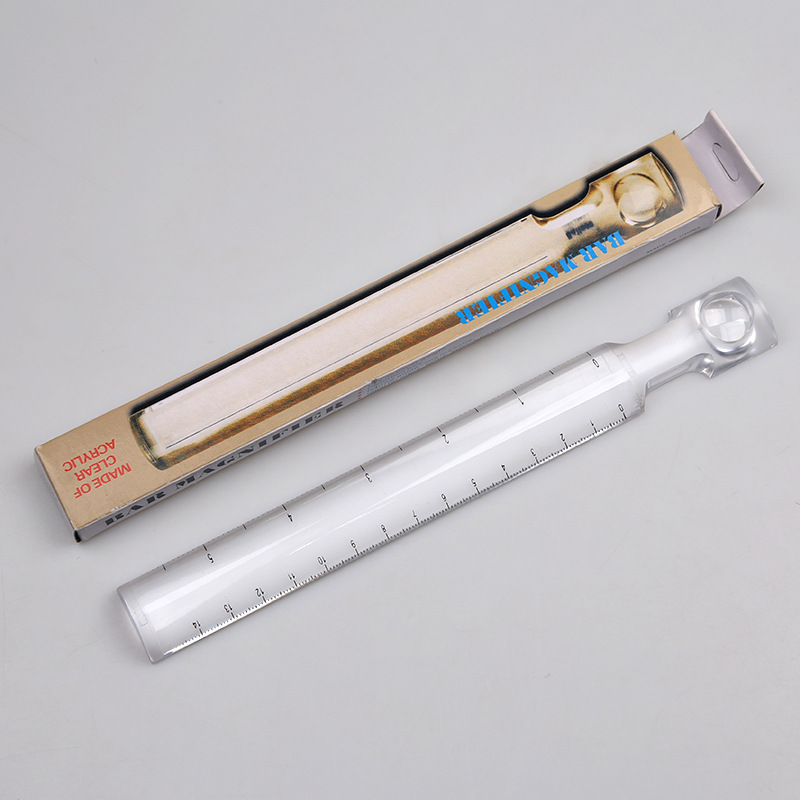 bijia 多功能尺子放大镜带刻度尺厘米测量绘画雕刻折纸模型放大镜