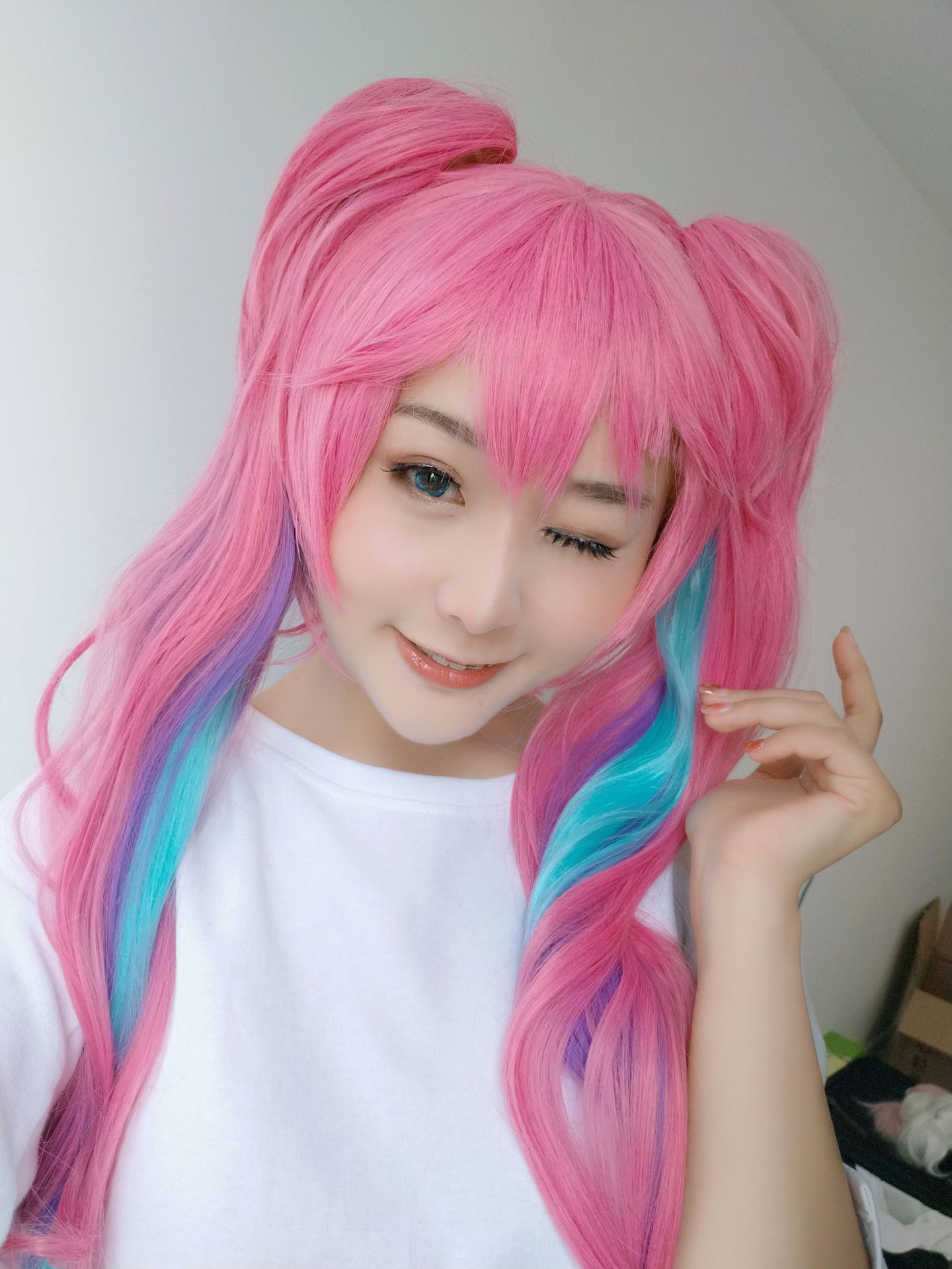 光明 王者荣耀 安琪拉心灵骇客cosplay少女黑客假发