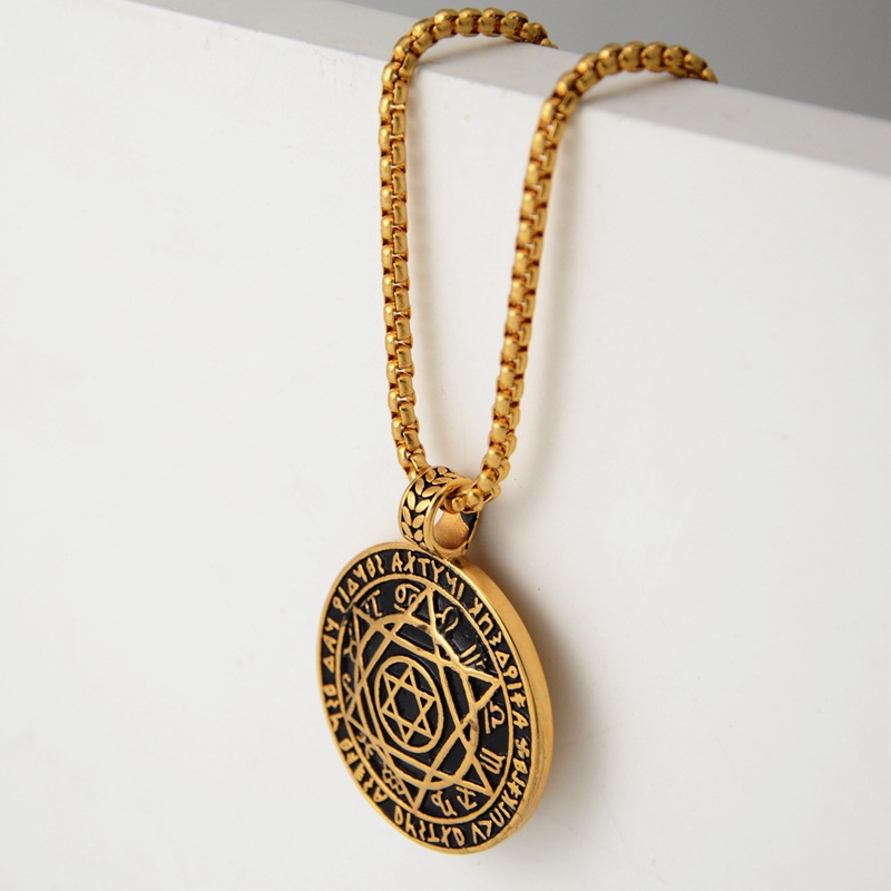 2019款欧美夜店嘻哈个性小封印六芒星钛钢项链挂饰男女款stn2547