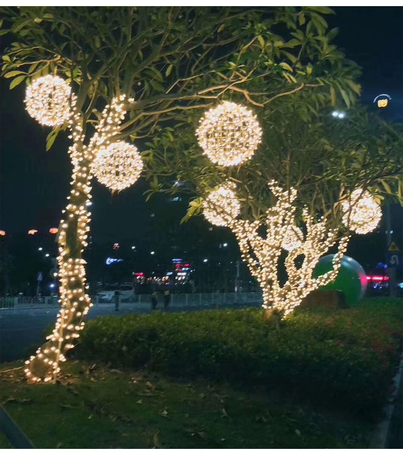 新品led挂树圆球灯发光防水户外景观灯草坪圆球节日装饰公园广场