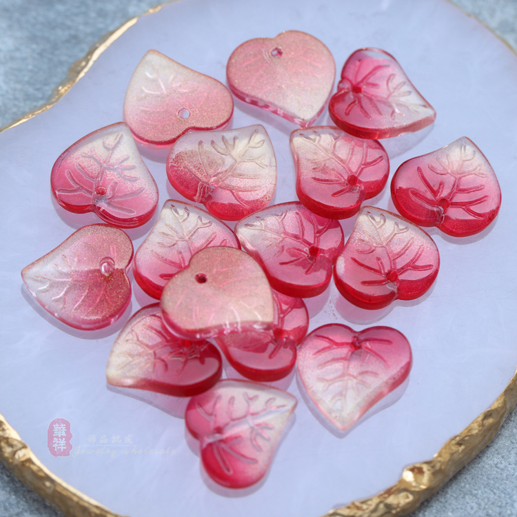 捷克琉璃金粉人鱼姬花瓣 diy手工古风头饰发簪步摇制作材料配件