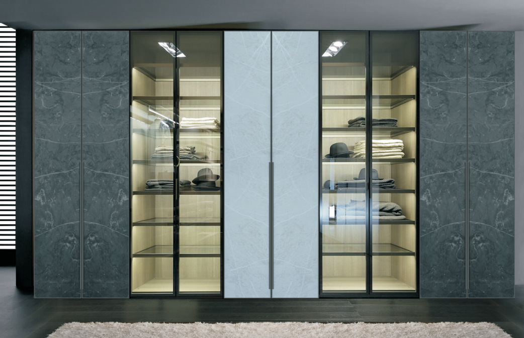 现代平开玻璃门全屋整体衣柜制定轻奢开放式组装定做