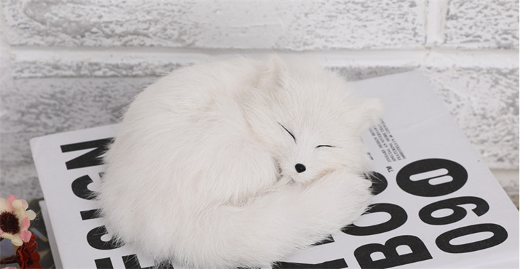 仿真九尾狐模型仿真狐狸毛绒玩具狐仙玩偶小狐狸创意装饰白狐摆件