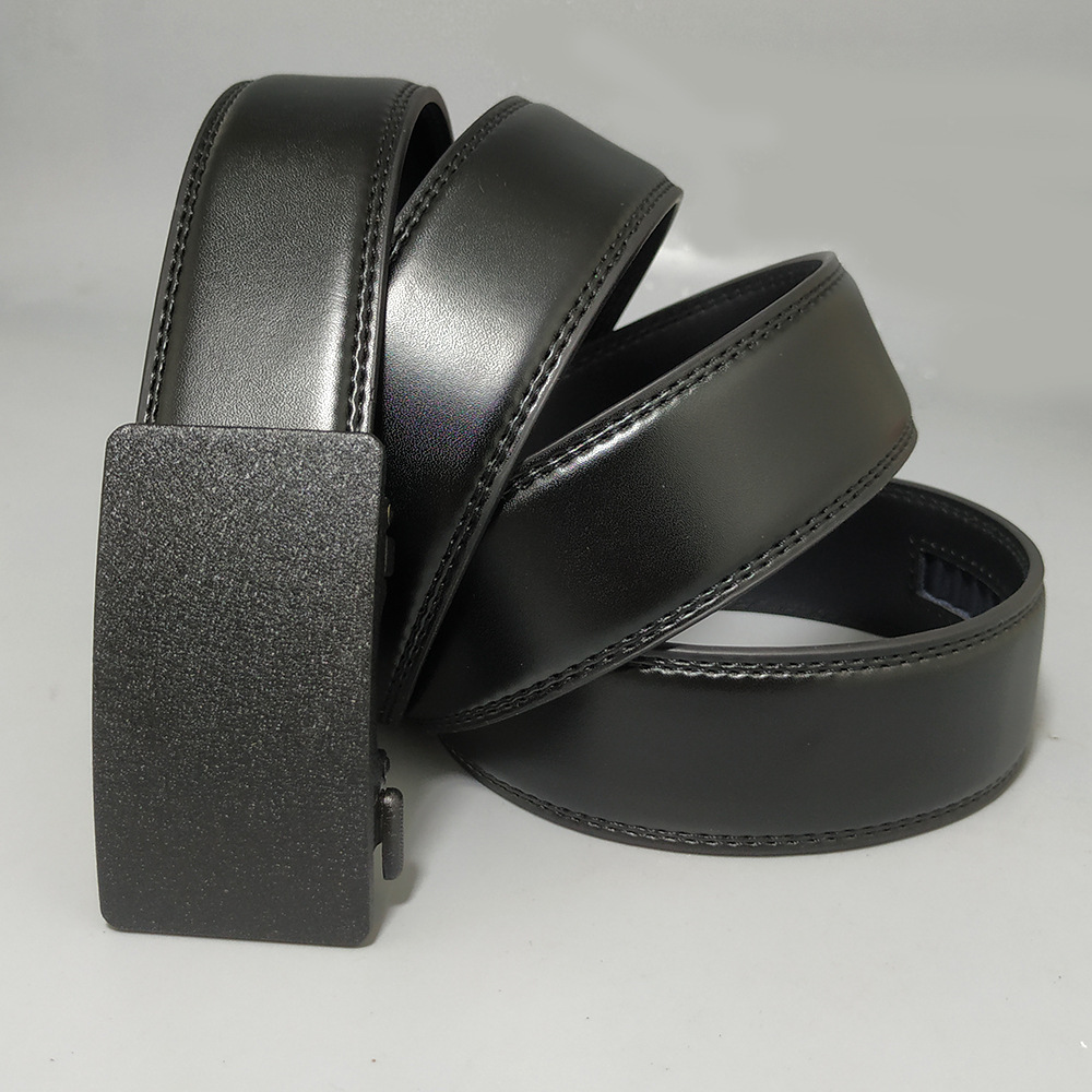新款制式皮带男内穿式自动扣腰带青年商务简约3.5cm宽 真皮裤腰带