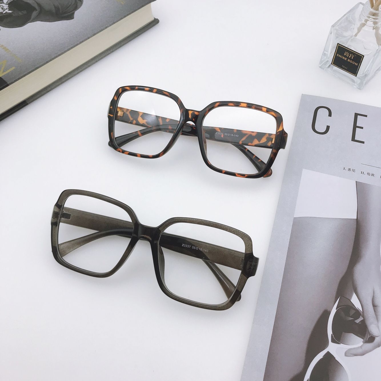 19新款韩版小红书同款大方框黑色粗框眼镜复古时尚大脸显瘦平光女