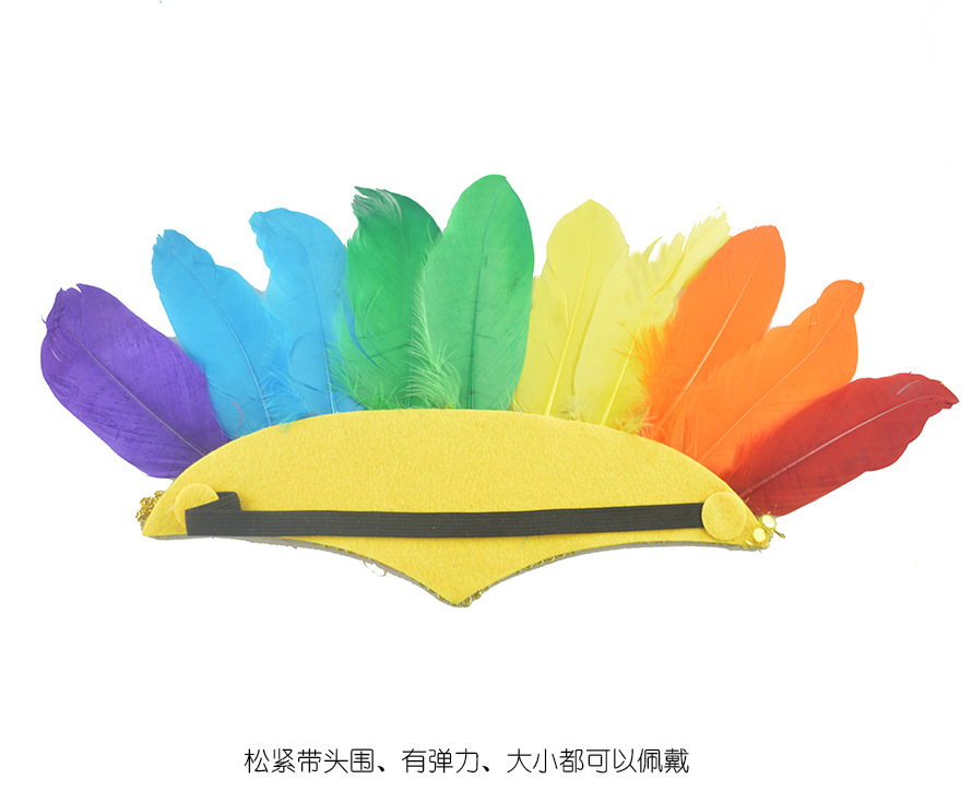印第安人羽毛头饰非洲鼓头饰土著野人帽子万圣节儿童舞台表演道具