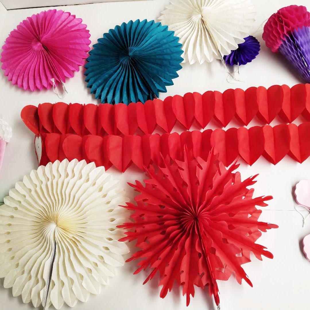 美新佳纸拉花常年生产6 8 10 12 英寸 纸拉花蜂窝球纸花球