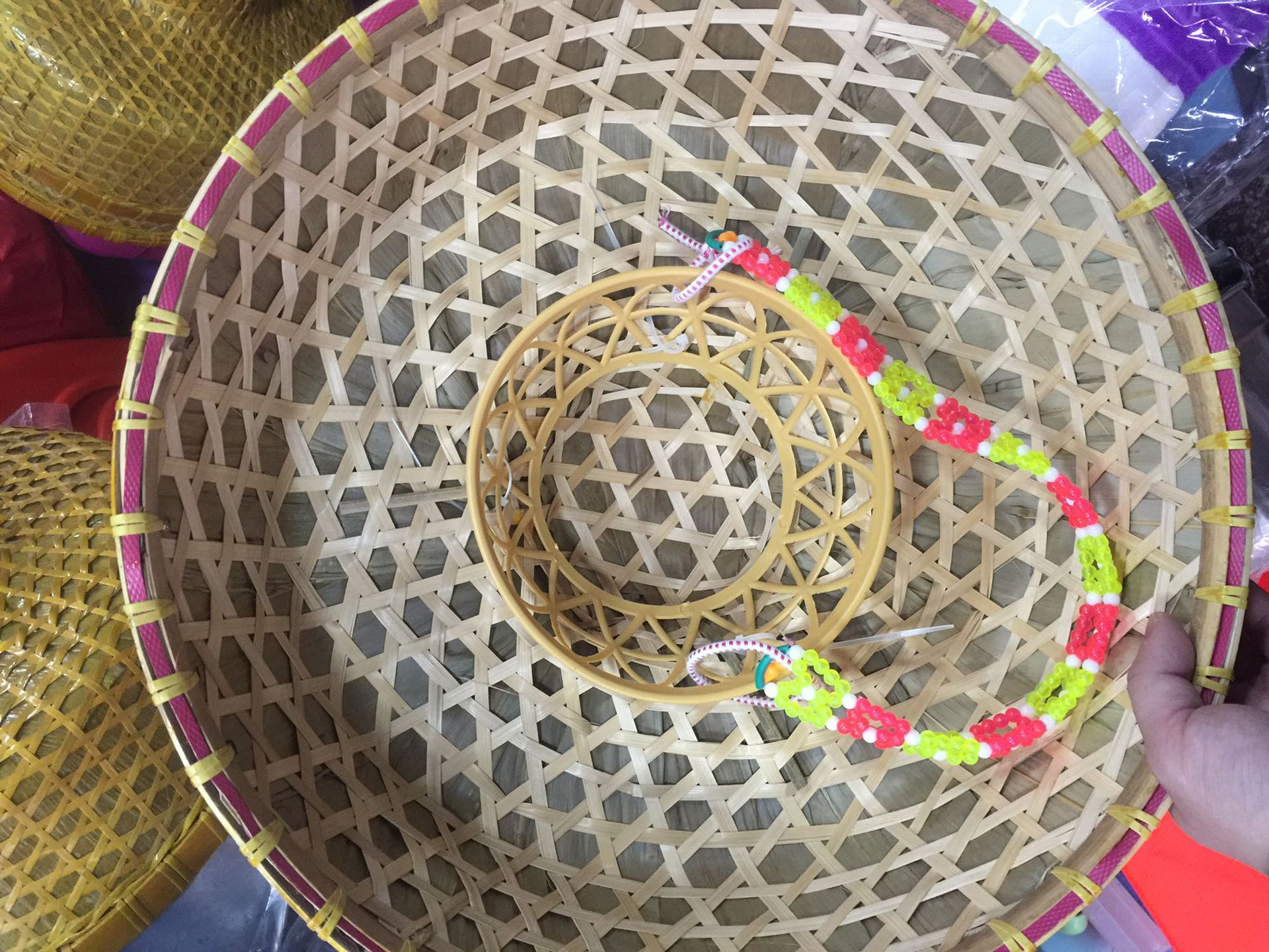 竹编海南斗笠帽子 渔夫帽海岛帽渔民帽子 小赶海表演舞蹈道具灯罩