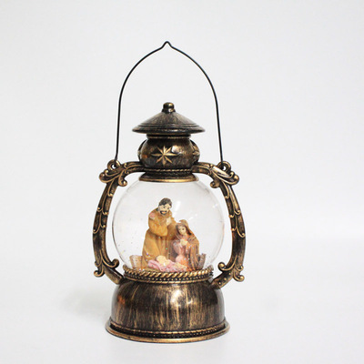 生日礼物 901a椭圆形马灯led小夜灯水晶风灯水晶球音乐盒许愿水晶