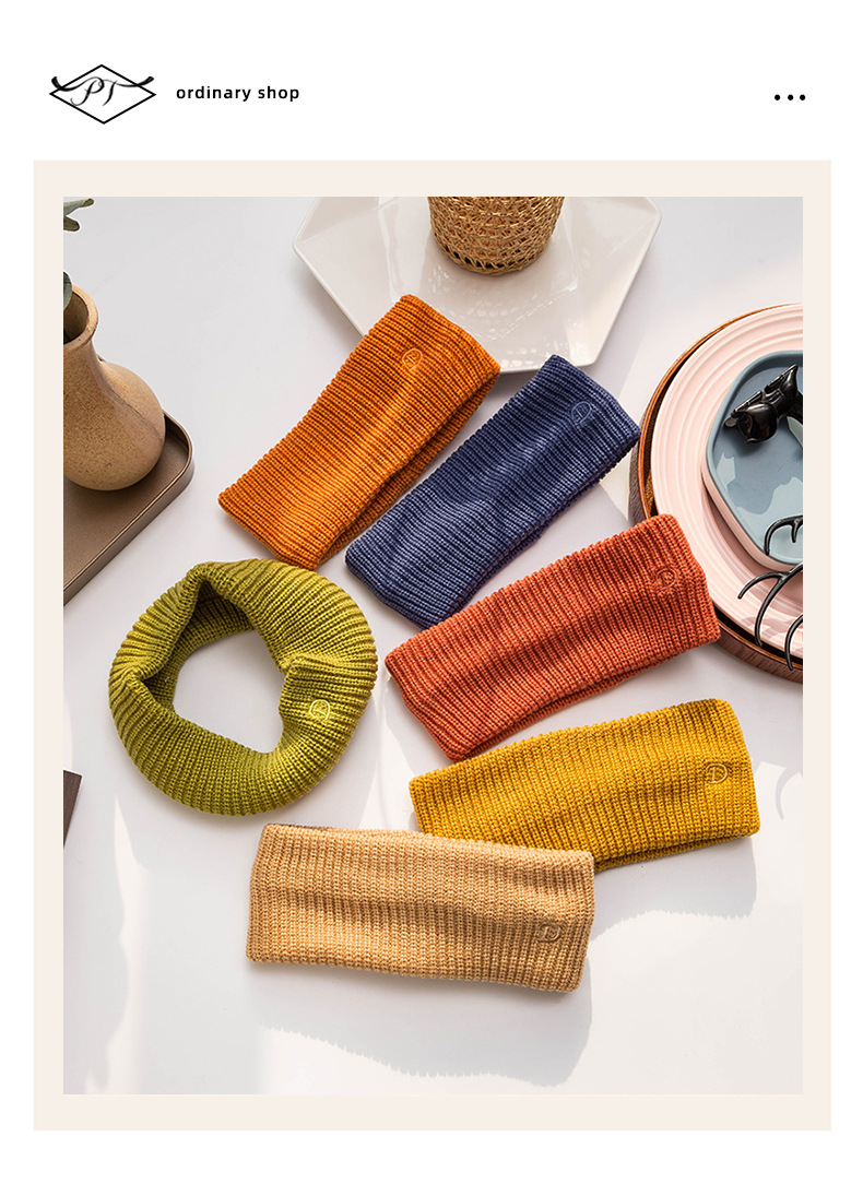 发带女网红韩国宽边头饰秋冬潮针织毛线头带简约纯色洗脸压发头箍