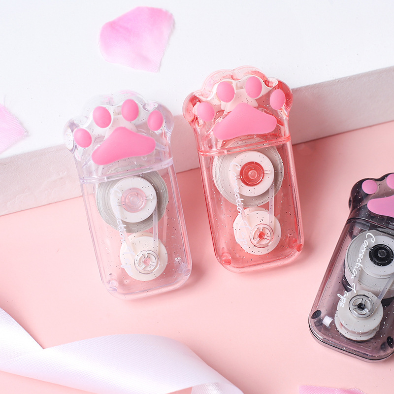 Twingo Tiangao Cat's Paw Correction Tape Pink Transparent Black Meow Claw Correction Tape Girl Heart Correction Tape Factory Wholesale Agent