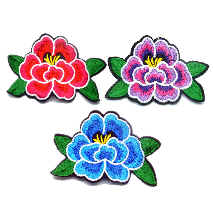 现货荷花刺绣莲花布贴手工艺品diy贴片 衣服补洞贴花童装绣花贴布