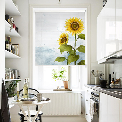 印花铝合金百叶窗帘升降卷帘卧室客厅遮光卫生间防水可免打孔