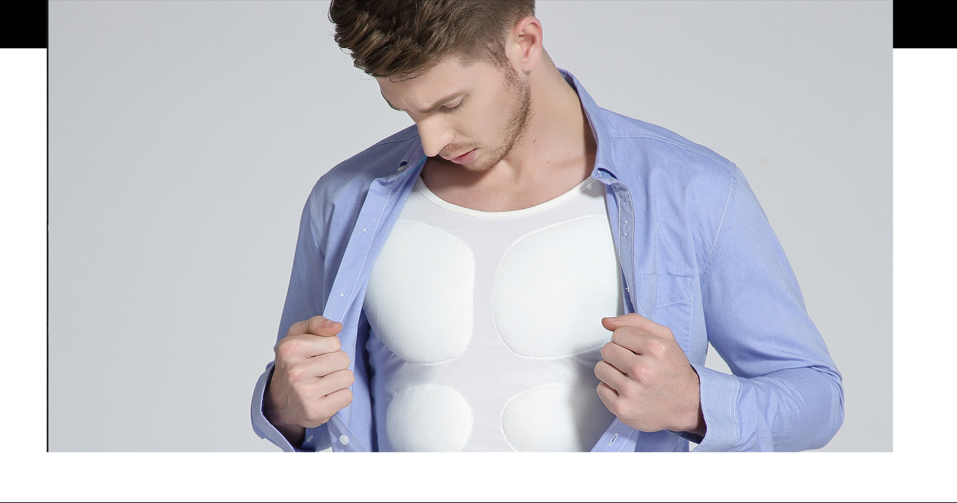 新款男士隐形肌肉内衣假腹肌胸肌增肌cost恤束腰修身背心打底衬衫